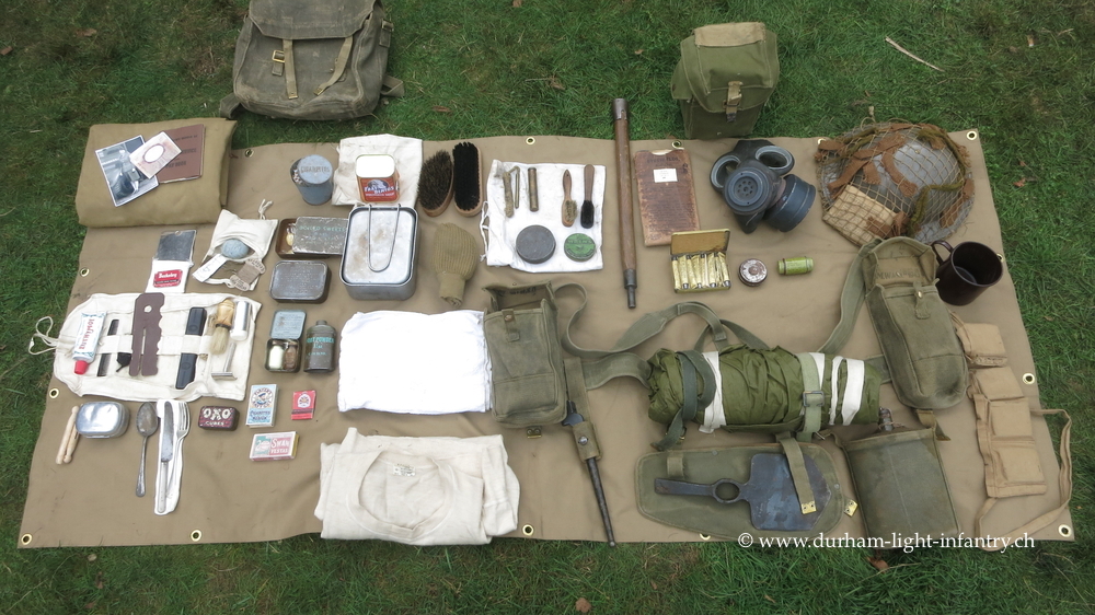 Auslegeordnung persönliches Equipment Britisch Army WW2